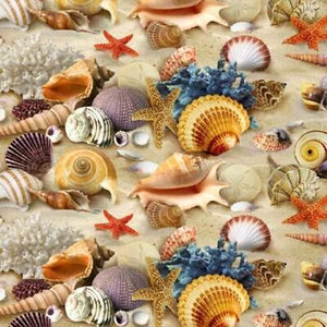 Landscape Medley 278 Seashells & Sand BTY - Picture 1 of 1