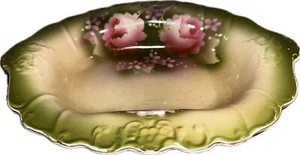 Antico servizio da portata verde e rosa XIX secolo - Foto 1 di 4