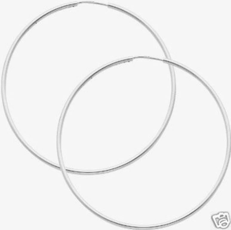 Sterling Silver Continuous Hoop Earrings 1.5mm 80mm / 3.1 in Hand polished - Image 1 of 1