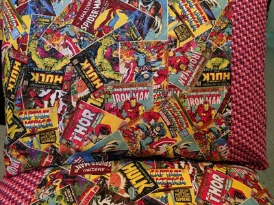 Funda de almohada hecha a mano 100% algodón 100% nuevo patrón Avengers un par Foto 1 de 4