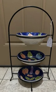 3 Tier Fruit Bowls Kitchen Fruit Baskets 22 X 12 X 8" Bowls 8 X 2 1/2" - Picture 1 of 13