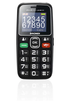 BRONDI AMICO UNICO TELEFONO GSM PER ANZIANI CON TASTI GRANDI DUAL SIM NERO - Immagine 1 di 3