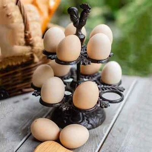 Soporte para 12 huevos de hierro fundido Sungmor cocina mesa decoración gallo diseño estante - Imagen 1 de 22