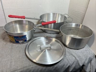 winware By winco set ollas salsa 3 sartenes 4,5,10 qt una tapa peso pesado aluminio Foto 1 de 4