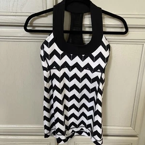 Lululemon Womens Tank Top Size 4 Black /White Activewear - Picture 1 of 9