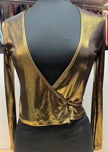 American Apparel Gold Lycra lace up jacket size S - Picture 1 of 5
