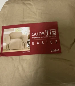 🛋️ SUREFIT SLIPCOVER FOR CHAIR, ONE OIECE SAILCLOTH KHAKI 🆕 - Picture 1 of 2