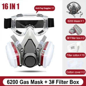 6200 Half Face 16 IN 1 Gas Mask Chemical Vapor Paint Spray Respirator + Filter - Picture 1 of 11