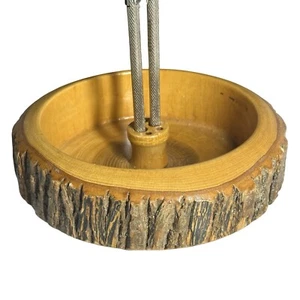 Vintage Handcrafted MCM Wood Nut Cracker Bowl Two Crackers No Picks Golden Brown - Picture 1 of 14