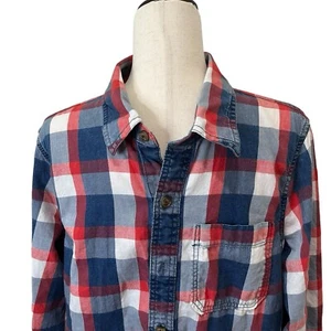 Abercrombie And Fitch Red And Blue Plaid Button Front Shirt Kids Sz XXL (14/16) - Picture 1 of 13