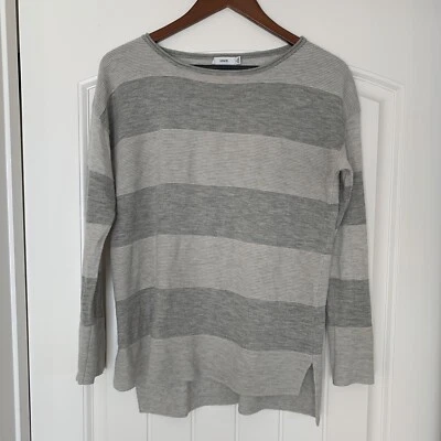 Vince. Gray Striped Crew Neck Knit Sweater Women’s Size Medium - Image 1 of 4