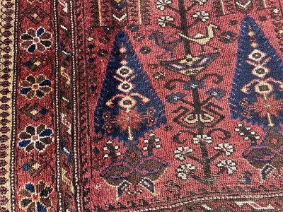 rare antique Baluch Baloch Baluchi rug baloutche tapis cypress birds tree life - Photo 1/4