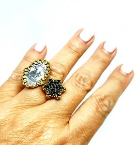 Michal Negrin Ring Black  Crystal One Size Women's. - Picture 1 of 11