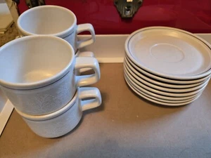 Lenox Temper-ware Silhouette Mugs (4) and Saucers (8) C00093 - Picture 1 of 6