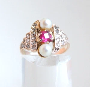 Prächtiger Rubin- & Diamant Ring 585er Rosegold 14 Karat, Gr. 55 - Bild 1 von 4
