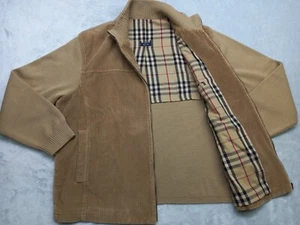 BURBERRY LONDON Corduroy Jacket Coat Merino Wool Nova Check Men's Brown Size 8/L - Picture 1 of 14