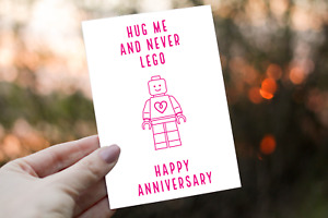 Karta rocznicowa inspirowana Lego - Hug Me Never Lego - Mąż Żona Chłopak