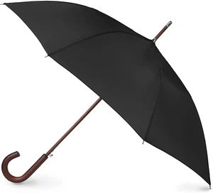 Eco Auto Open Umbrella Classic Wooden J Stick Handle with Easy Grip - Windproof, - Picture 1 of 12