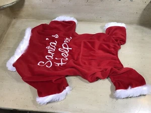 Gr. S "Weihnachtsmann Helfer" rot Velours Weihnachtsmann Hund Kostüm Schlafanzug - Bild 1 von 6