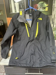 North Face HyVent Nylon Hooded Black Zipper Windbreaker Rain Jacket Boys  MEDIUM - Picture 1 of 12
