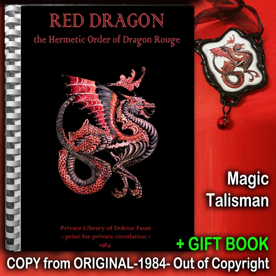 Antique Book Magic Esoteric Manual Red Dragon Rouge Secret Society Occultism Art - Image 1 of 4