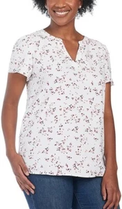NWT Hilary Radley Women's V-Neck Short Sleeve Printed Blouse Size 3X $50 2HL176 - Picture 1 of 3
