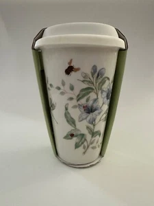 Lenox Butterfly Meadow Thermal Travel Ceramic Mug w/ White Silicone Lid 10oz - Picture 1 of 6