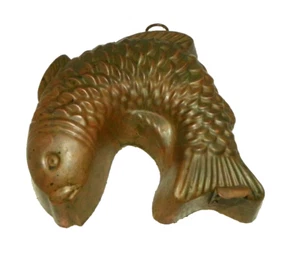 Vintage Kupfer Zinn ausgekleidet Fisch Form 7" Kopf bis Schwanz   - Bild 1 von 7