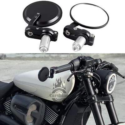 Motorcycle 7/8" Bar End RearView Side Mirrors For Harley Davidson Street Rod 750 Foto 1 de 4