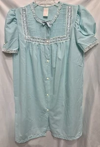 Vtg. Sears Housecoat Robe Size 36 Lace Ribbon Puffed Sleeves Buttons USA - Picture 1 of 9