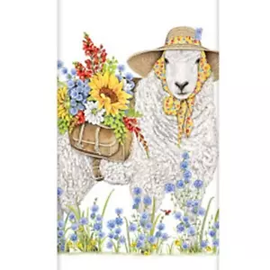 Mary Lake-Thompson Wildflower Sheep Floral Flour Sack Kitchen Towel - Picture 1 of 3