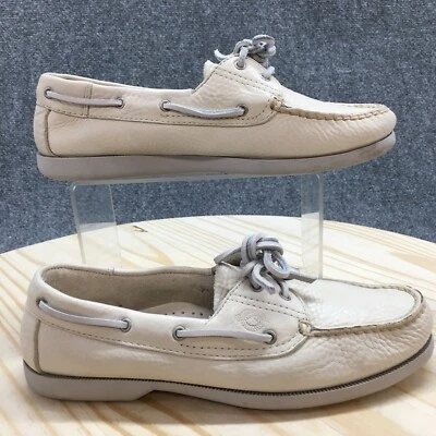 Zapatos Dexter Para Mujer 7.5 M Informales Barco Cuero Crema Con Cordones Sin usar, Punta Baja Top Foto 1 de 4