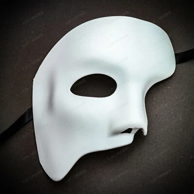 Phantom of The Opera DIY Half Face Venetian Party Mask Nose White Unpainted - Image 1 of 3
