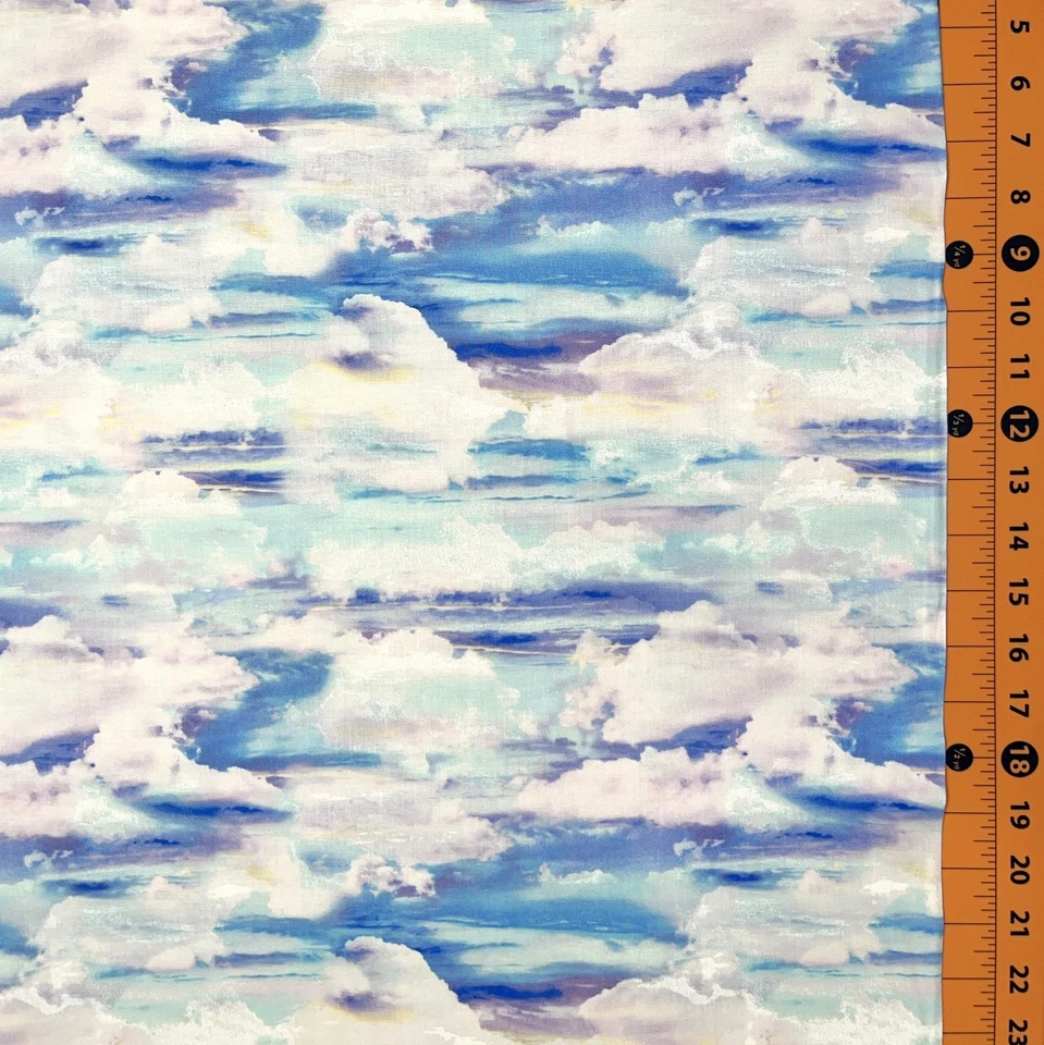Nature Fabric | Heaven Sent Watercolor Cloud Blue White | Benartex Kanvas YARD - Image 1 of 1