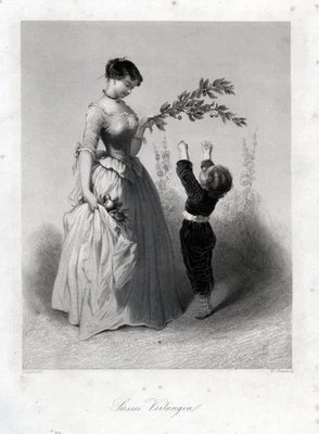 Süsses Verlangen. Stahlstich, von French um 1850 - Bild 1 von 2