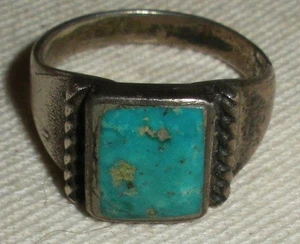 VINTAGE NAVAJO TURQUOISE STERLING SILVER RING SIZE 6.5 vafo - Picture 1 of 5