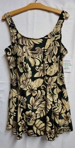 Maxine Badekleid Prinzessin Naht Rock Einteiler Blumen Badeanzug Gr. 26 W schwarz - Bild 1 von 11