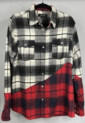 AKOO Two Color Plaid Button Down Flannel Men’s Size Large - Image 1 of 3