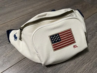 New POLO RALPH LAUREN USA FLAG unisex WAIST FANNY PACK BAG Canvas  PATCH CANVAS - Image 1 of 4