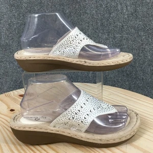 Sandalia Mountain Sole Mujer 9M Tanga Blanca Tachonada Punta Abierta Sin Cordones Cuero - Imagen 1 de 19