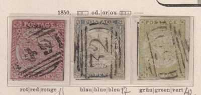 Nueva Gales del Sur 1850 Colección de 3 sellos CLÁSICOS / ¡ALTO VALOR! Foto 1 de 2