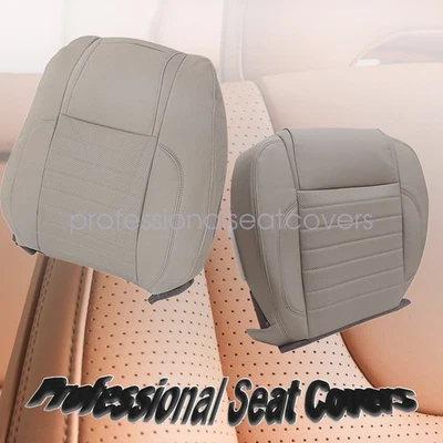 For 2010-2014 Ford Mustang Driver Bottom & Top Leather Seat Cover Light Gray - Image 1 of 4