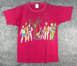 Vintage T-Shirt Beach Surfing California Pink Puff Paint OSFA 80er 90er - Bild 1 von 11