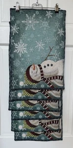 Set Of 6 Snowman Holiday Tapestry Placemats Christmas Tree Winter Scene - Picture 1 of 6
