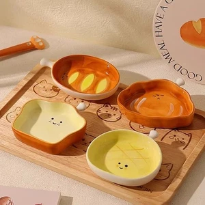 Cartoon Pattern Dessert Plate Bread Shape Dipping Plate Cute Seasoning Plate - Picture 1 of 16