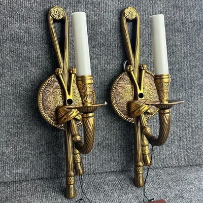 Vintage Metropolitan wall sconces lighting French Gold rope tassel neo classical - Image 1 of 4