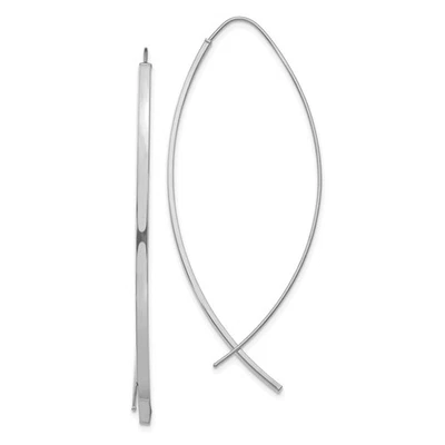 10k White Gold 57.9mm Square Tube Wire Threader Earrings - Image 1 of 3