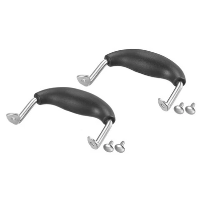 Pentola Lato Maniglia per Inox Acciaio Manico Nero Argento Tono 89x83mm 2pz - Immagine 1 di 4