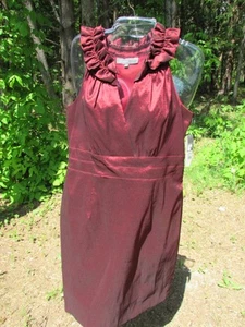Donna Ricco New York Dark Red Wrap Top Sleeveless Ruffled Collar Dress Size 14 - Picture 1 of 6