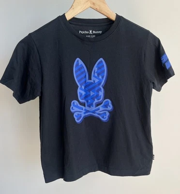 Psycho Bunny Black Pisani Graphic Short Sleeve T Shirt Boys Size 10-12 Kids - Image 1 of 4